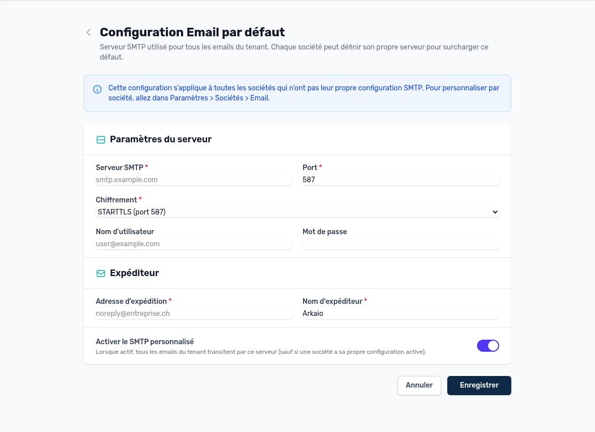 Standard-E-Mail-Server der Organisation