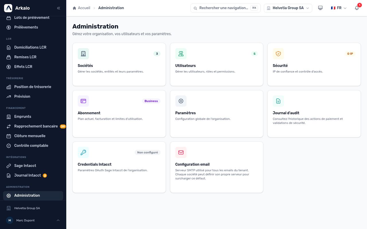 Startseite der Administration