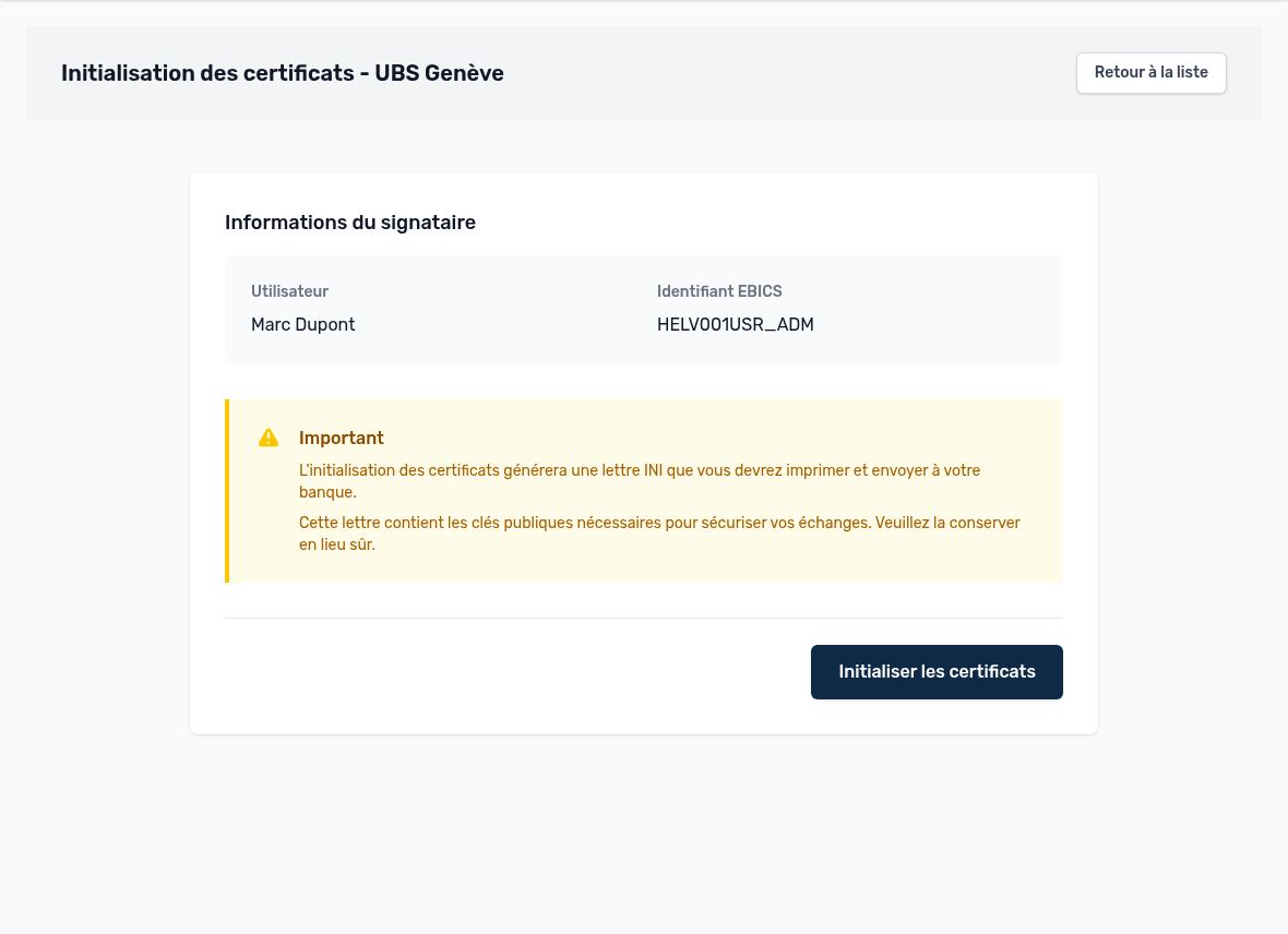 Initialisierung der Zertifikate eines Unterzeichners