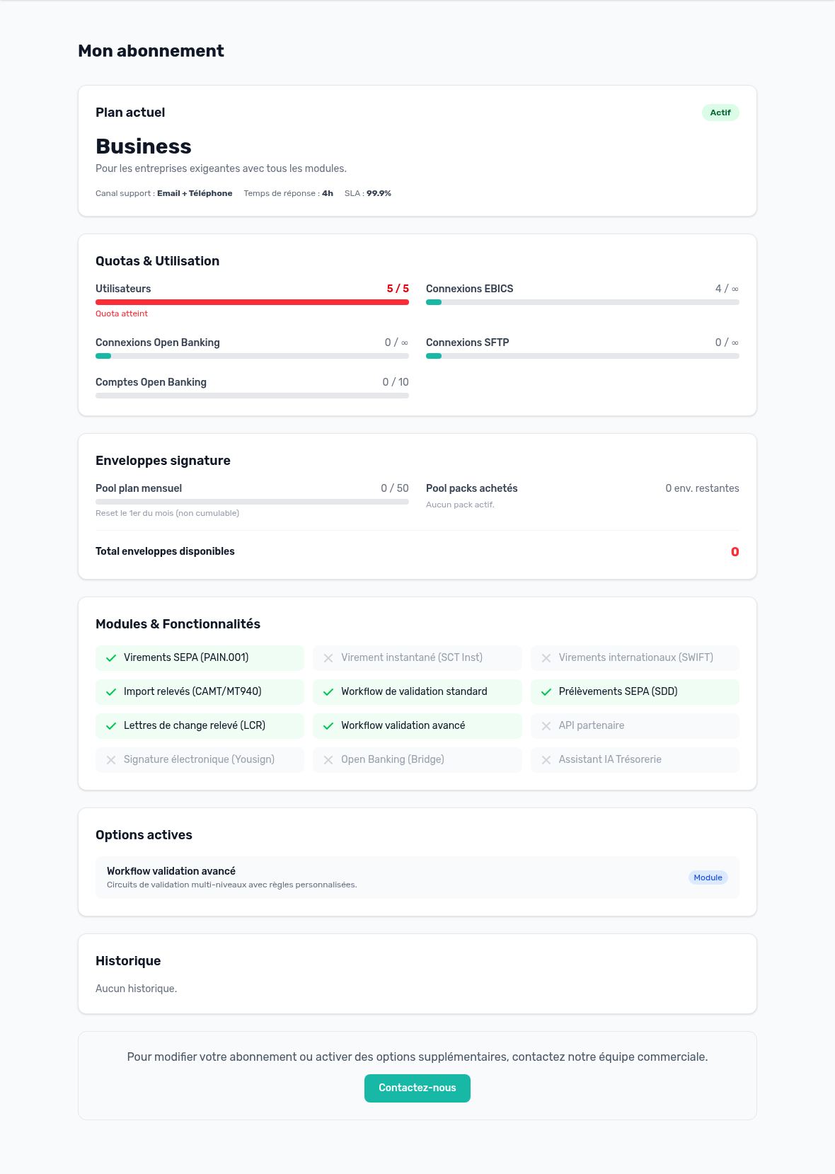 Abonnement, enthaltene Module und Optionen